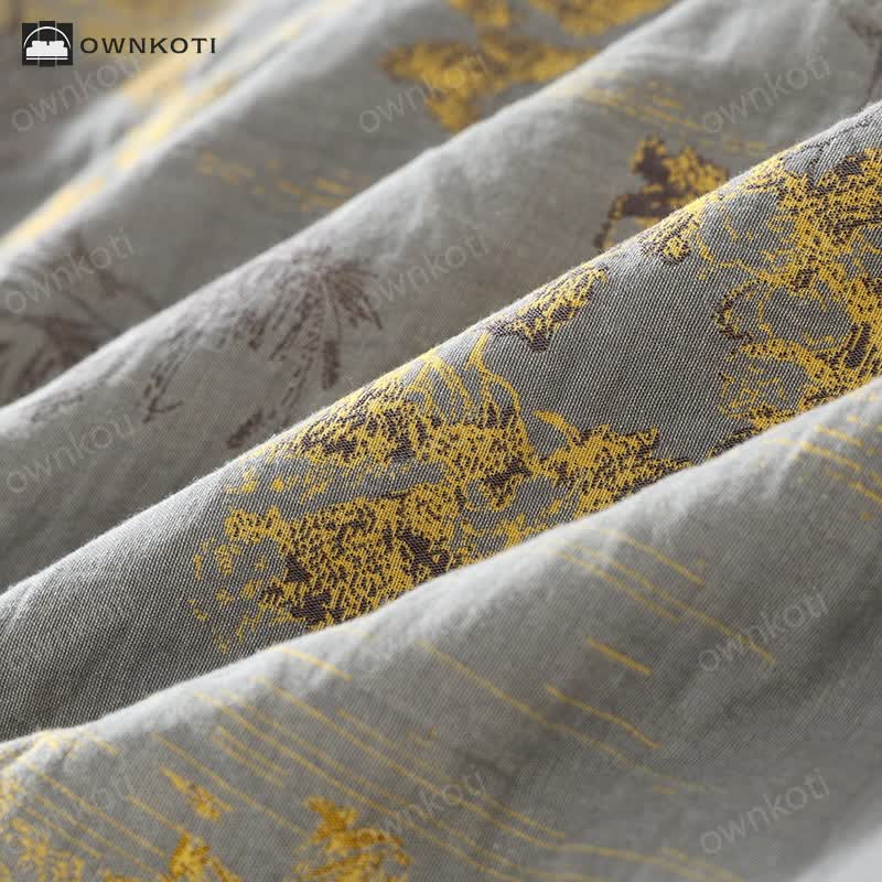 Neutrales Baumwoll-Kimono-Pyjamaset