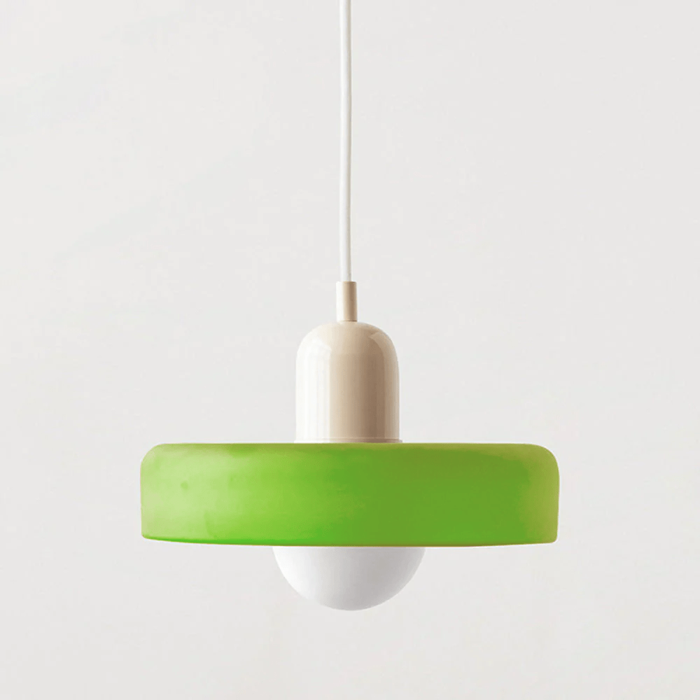 Bauhaus Hängeleuchte aus Buntglas für modernes Interieur