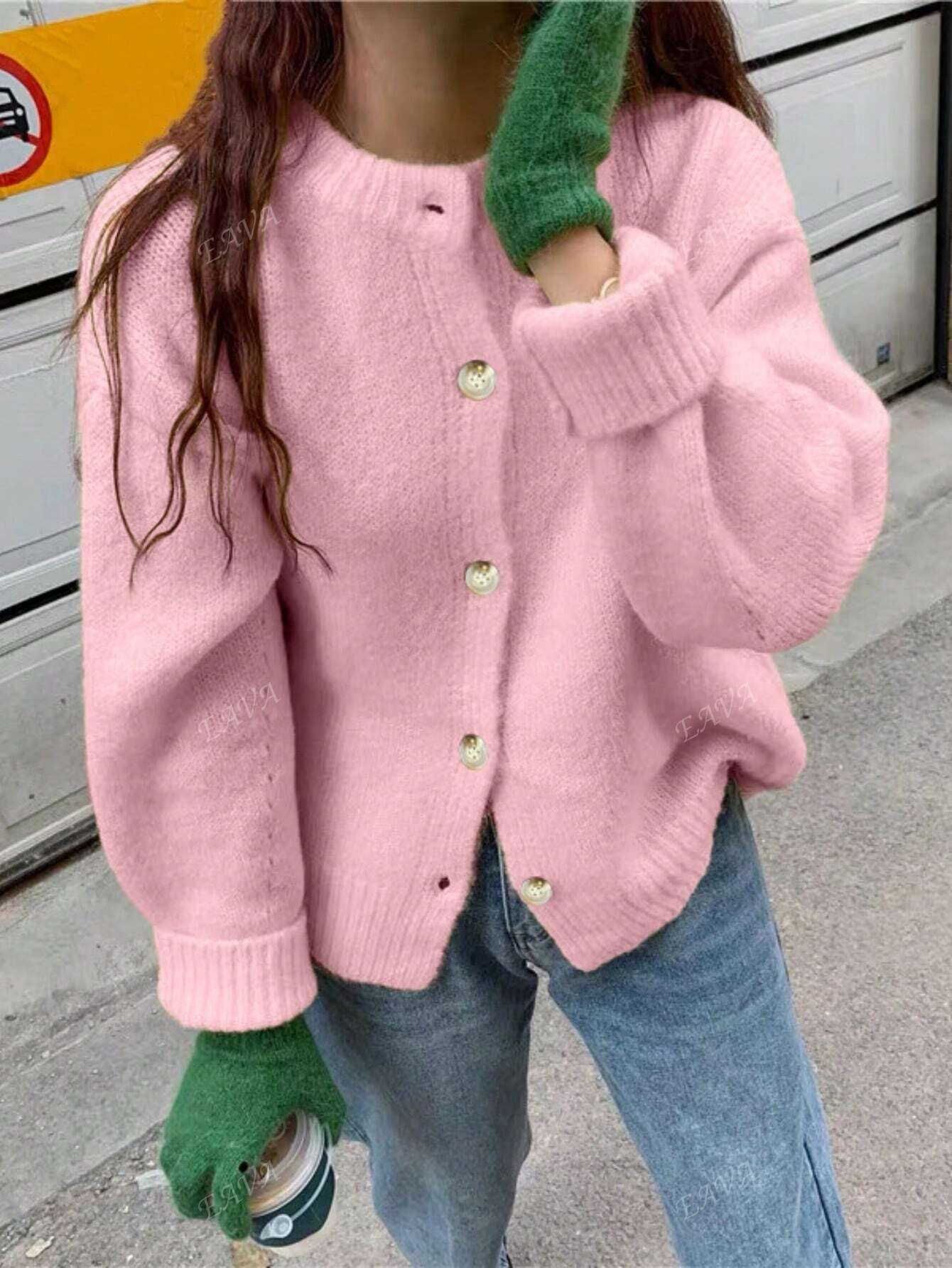 CozyKnoop Oversized Pullover – Runder Hals mit Knöpfen und Bequemer Passform