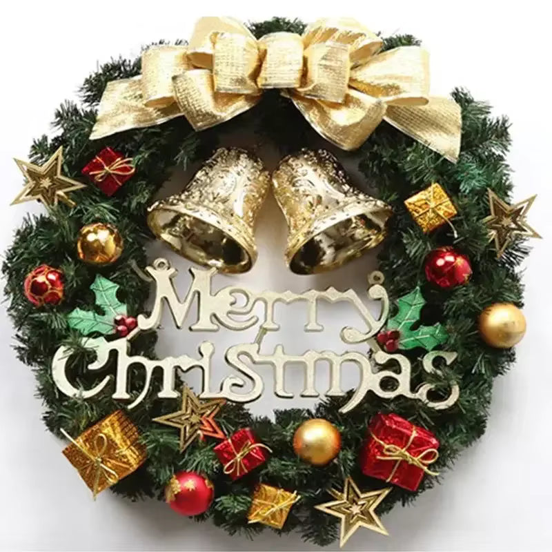 Weihnachtskranz | Tannennadeln mit Rentier- und Schneemannornamenten | 30 cm