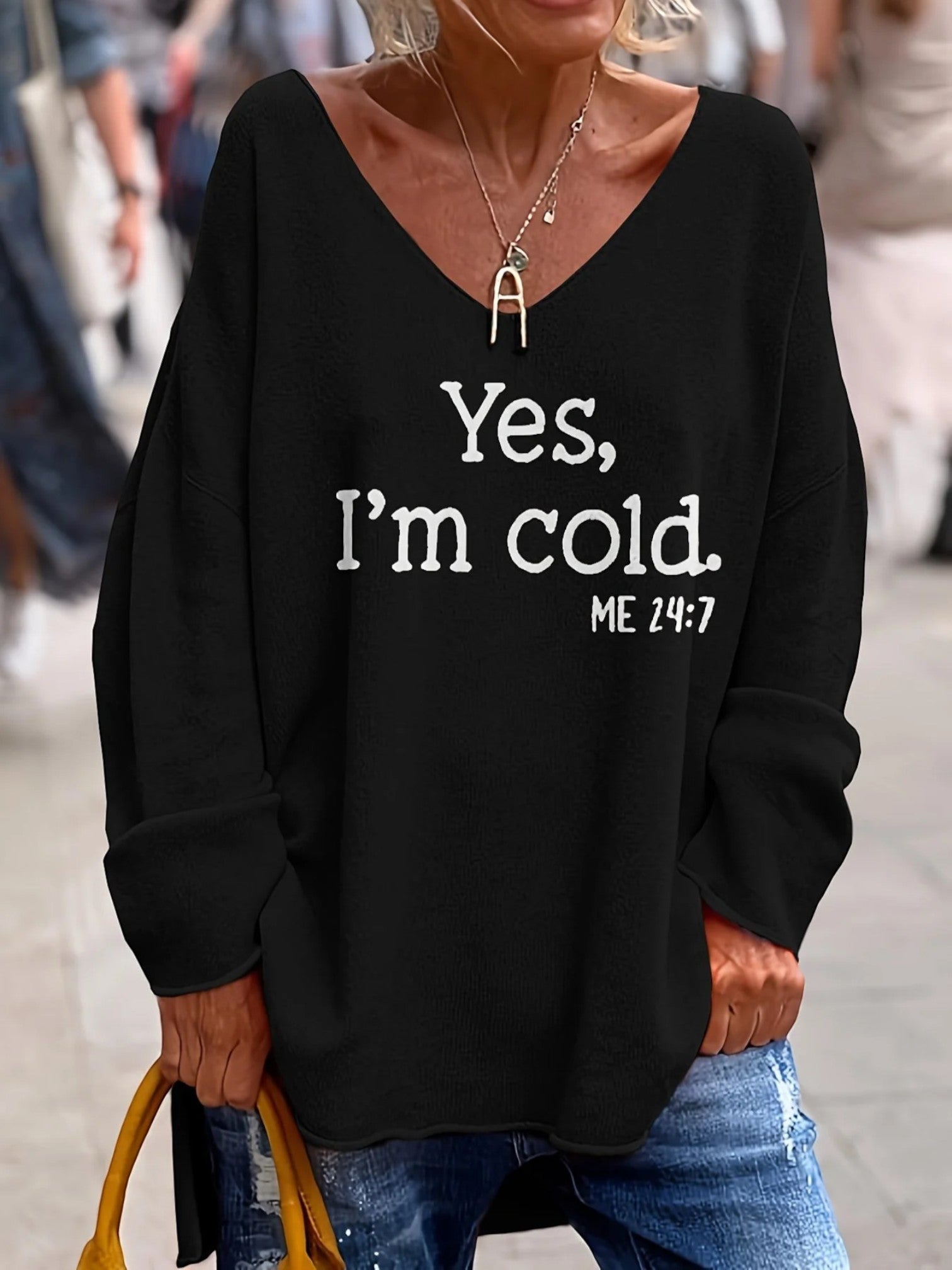 Lässiger Pullover mit V-Ausschnitt | Oversized
