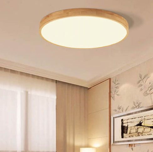 Nordic Massivholz Runde Ultra-dünne LED Deckenleuchte 1-Licht