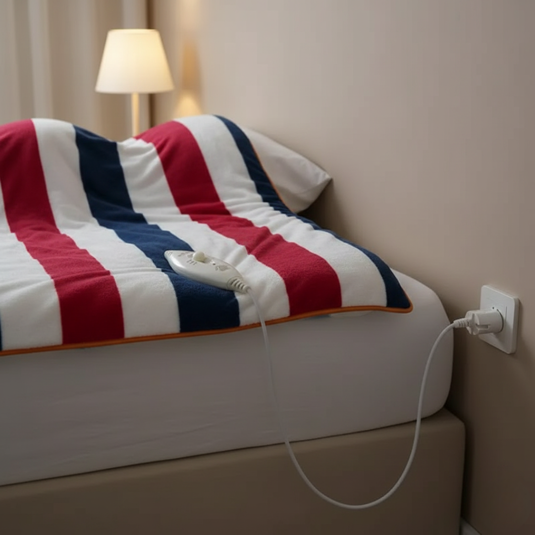 Elektrische Wärmedecke 120x150 cm aus Plüschfleece mit Thermostat