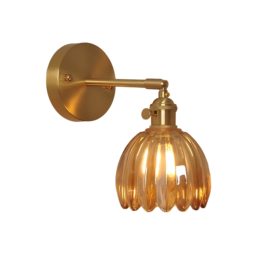 Vintage Messing Tulpen Glas Wandlampe 1-Licht
