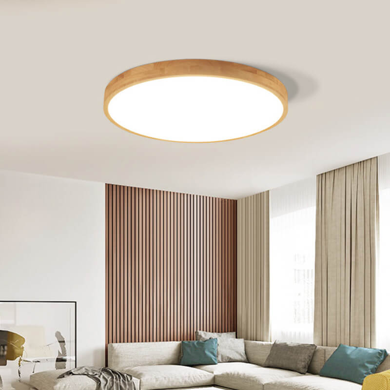 Nordic Massivholz Runde Ultra-dünne LED Deckenleuchte 1-Licht