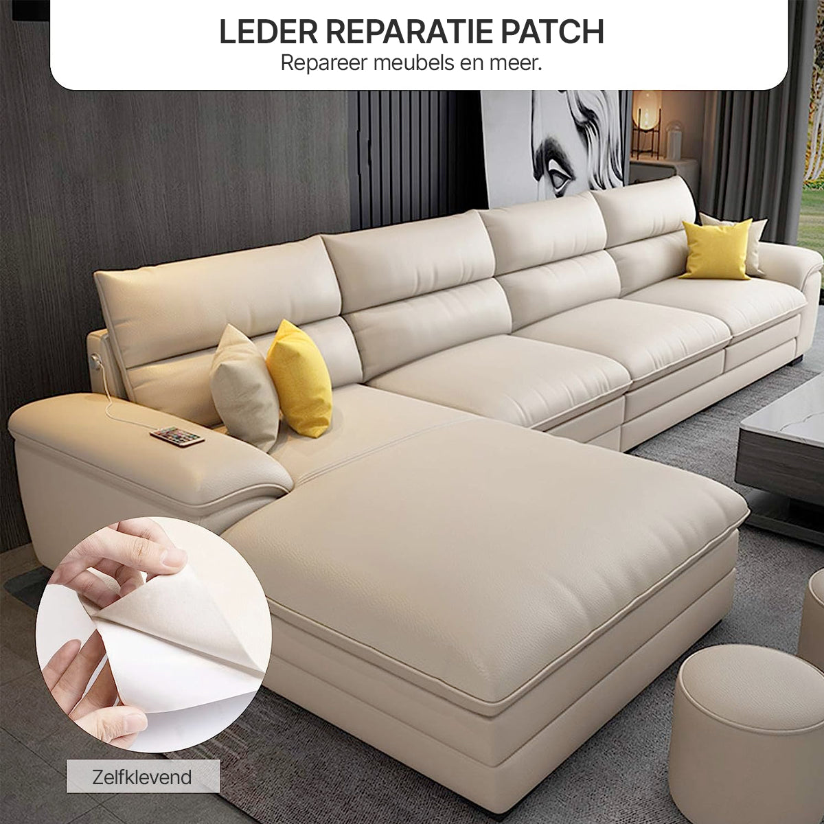 ReviLeer Selbstklebende PU-Leder Patch – Wasserdichter Reparaturpatch für Möbel