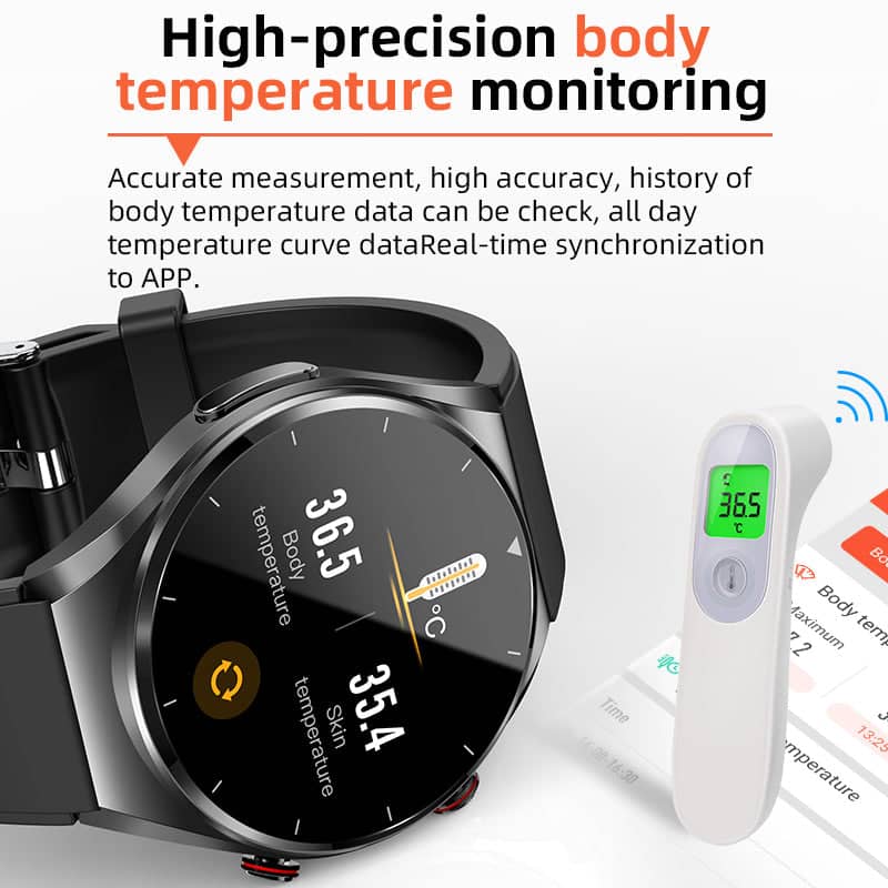 Ein-Klick Blutzucker Blutdruck EKG/EKG HRV Herzüberwachung Suga Pro Gesundheits Smartwatch