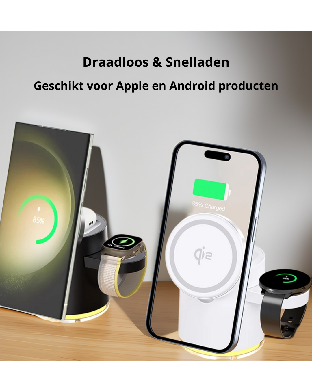 LuxDock Elite Ladegerät | Luxuriöse All-in-One-Lösung für Apple & Android Geräte