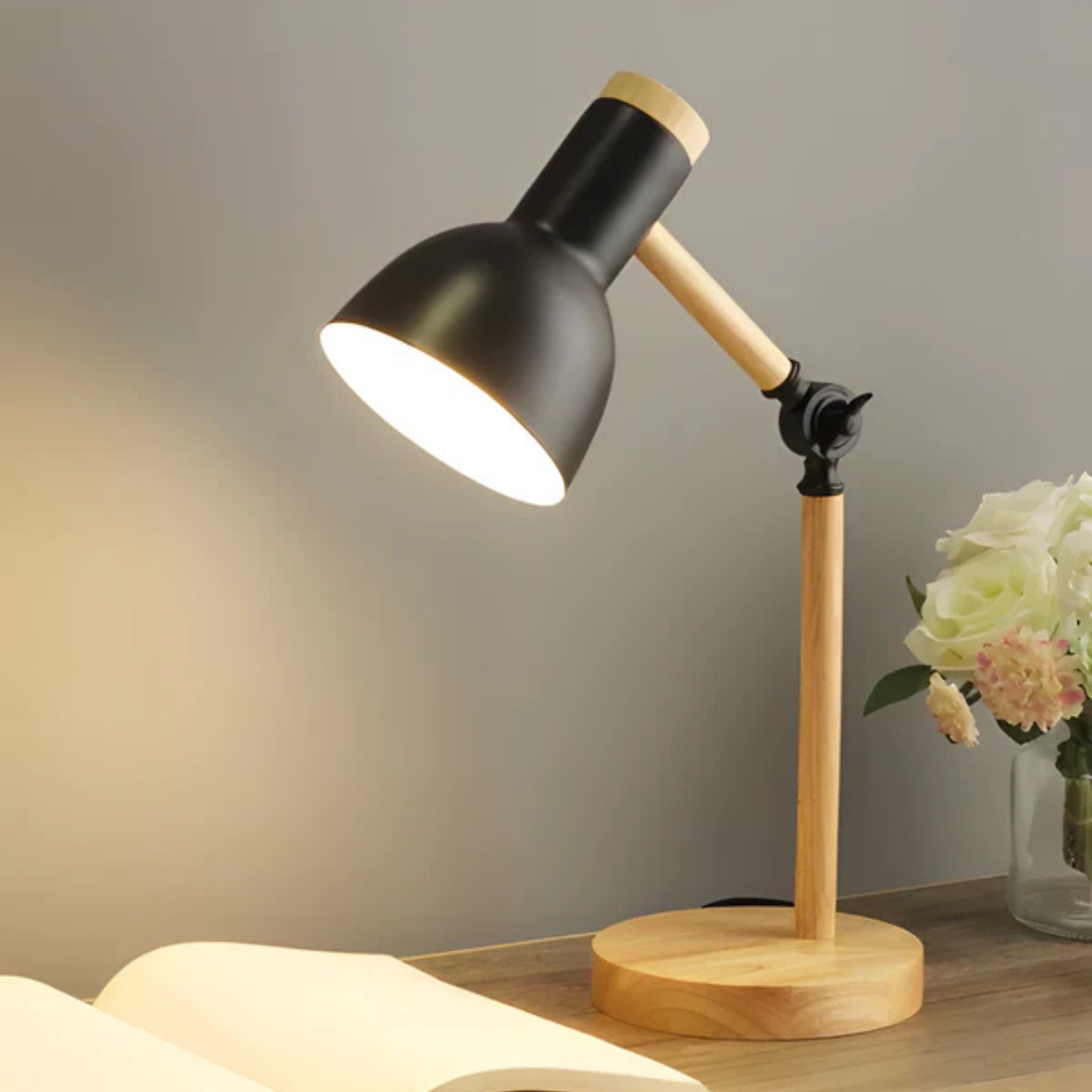 Moderne Holz- und Metall verstellbare LED-Tischlampe 1-Licht