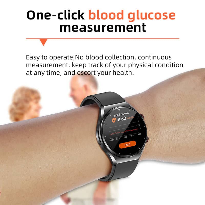 Ein-Klick Blutzucker Blutdruck EKG/EKG HRV Herzüberwachung Suga Pro Gesundheits Smartwatch