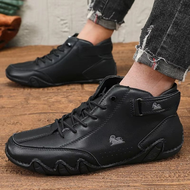 StadsSneak PU Sneakers – Runde Zehen mit rutschfester Sohle und Schnürung