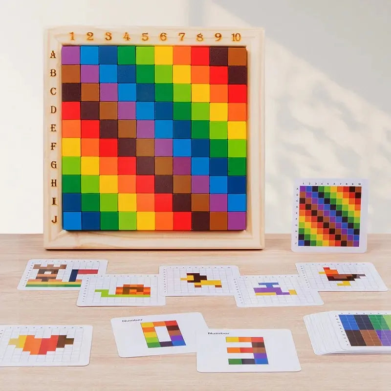 Montessori Farben- und Zahlenblöcke Bildungs-Spielzeug