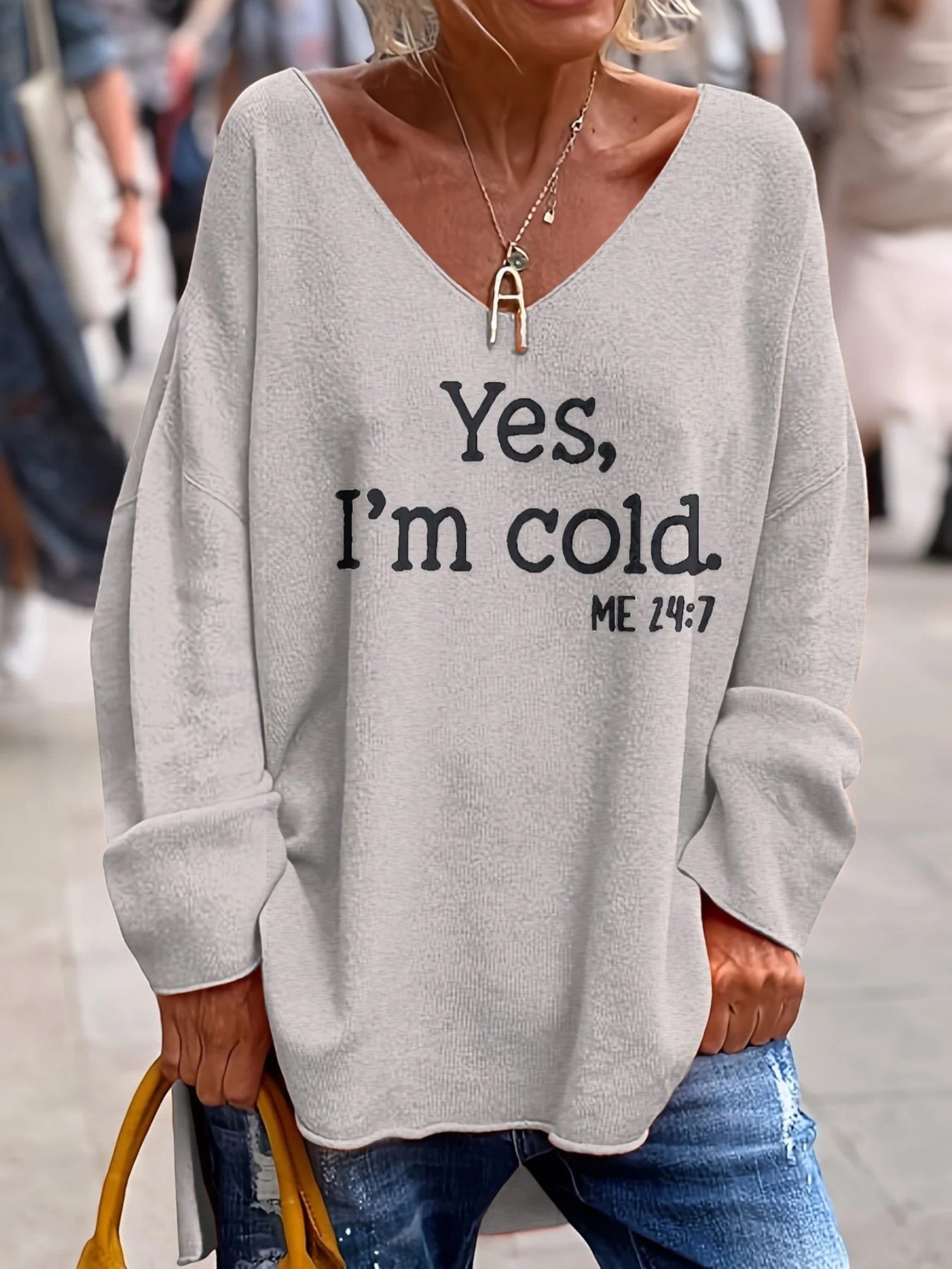 Lässiger Pullover mit V-Ausschnitt | Oversized