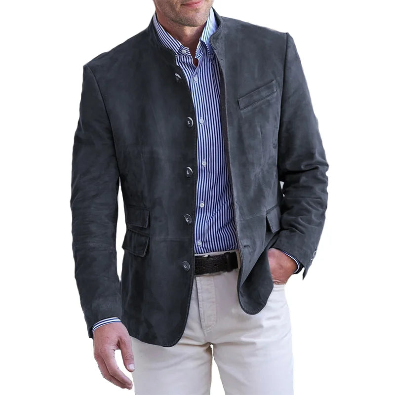 Herrenjacke | Knopfverschluss | Klassischer Kragen | Lässige Übergangsjacke