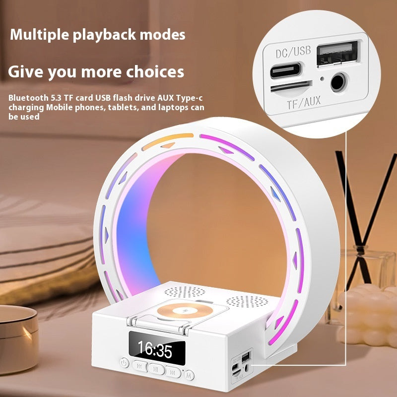 4-in-1 Bluetooth-Lautsprecherlampe mit Ladepad und Wecker