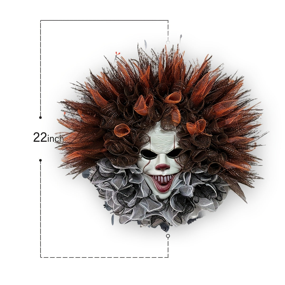 Halloween erschreckender Clown Mesh Kranz | Gruselige Türdekoration