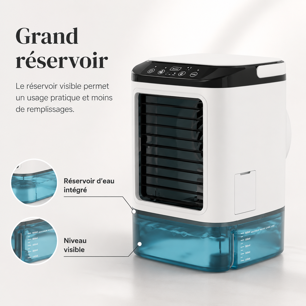 Tragbare Mini-Klimaanlage Wassergekühlt – USB-betrieben mit großem Reservoir