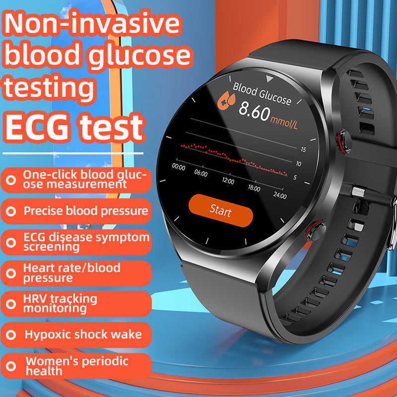 Blutzuckermessung mit einem Klick|Blutzucker Blutdruck EKG|EKG HRV Herzfrequenzüberwachung Smart Health Uhr