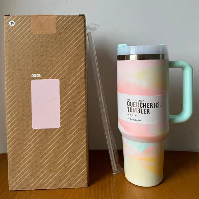 Isolierte Edelstahl-Reisebecher 40oz Mit Griff Lebenslange Deckel Und Strohhalm
