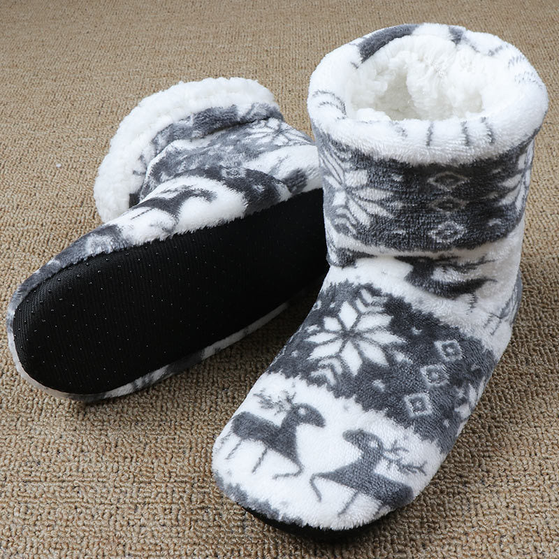 Warme Weihnachts-Hausschuhe aus Korallenfleece