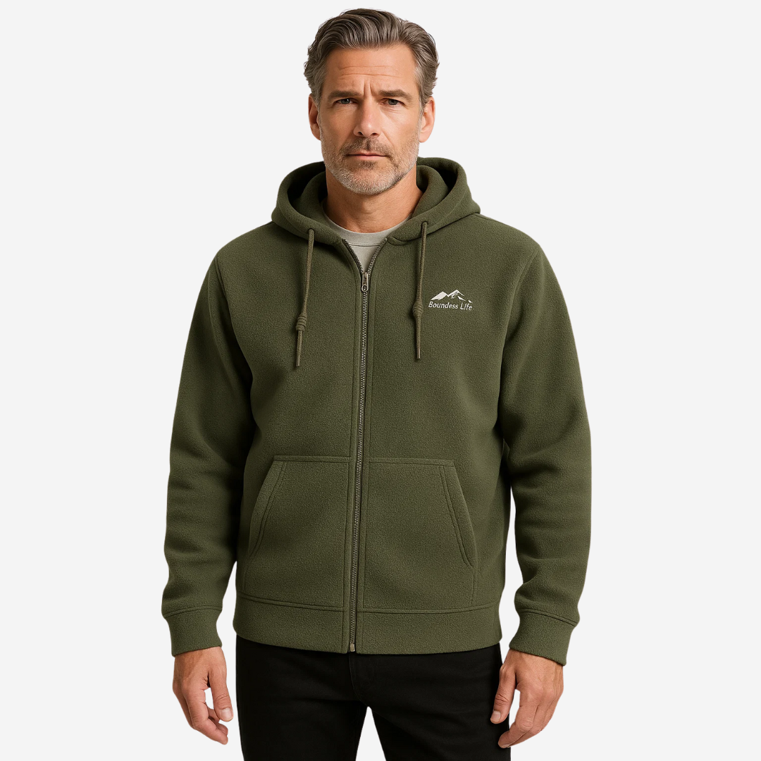 Herren Fleecejacke mit Kapuze & Reißverschluss