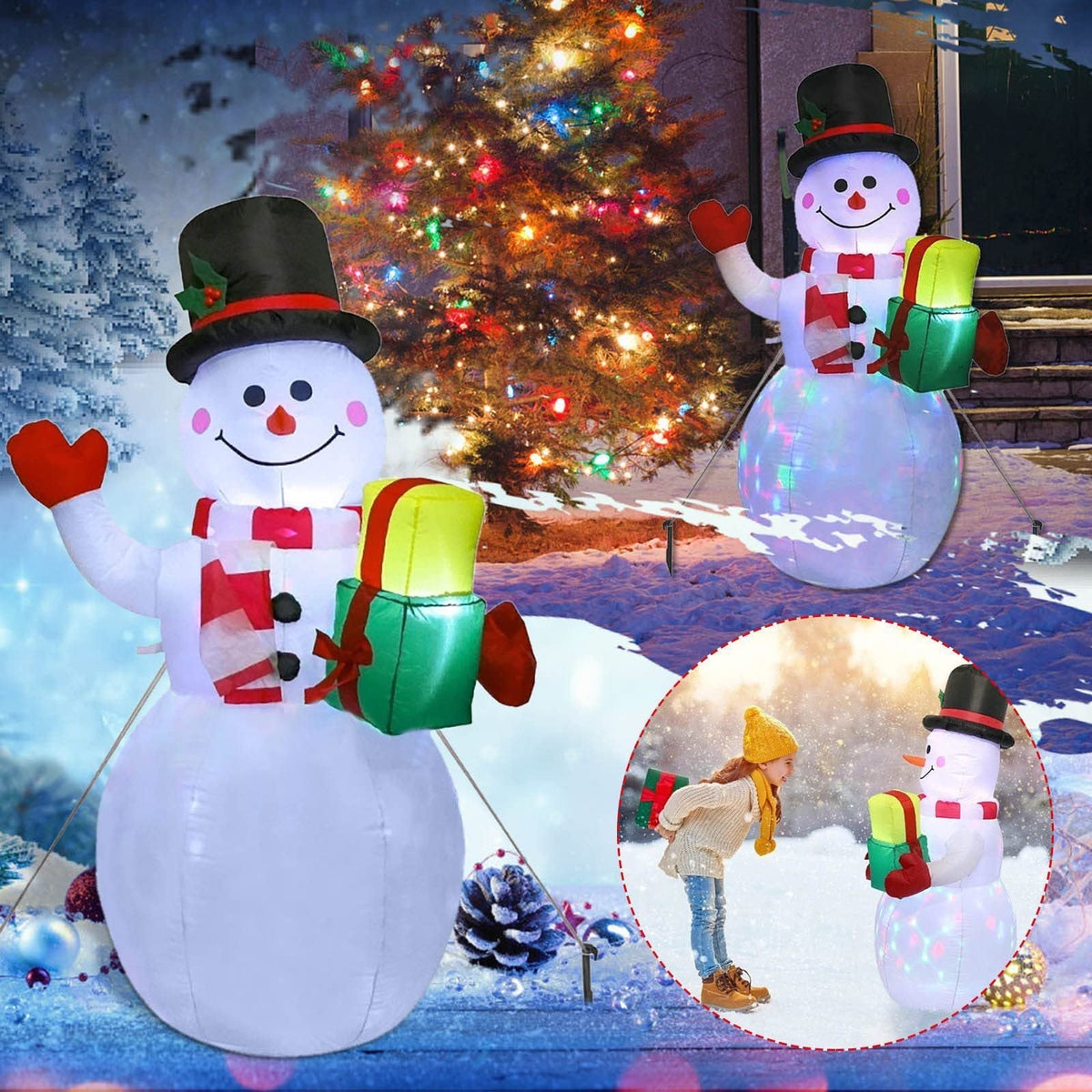 Aufblasbare LED Weihnachtsdekoration – Beleuchteter Schneemann für Außen