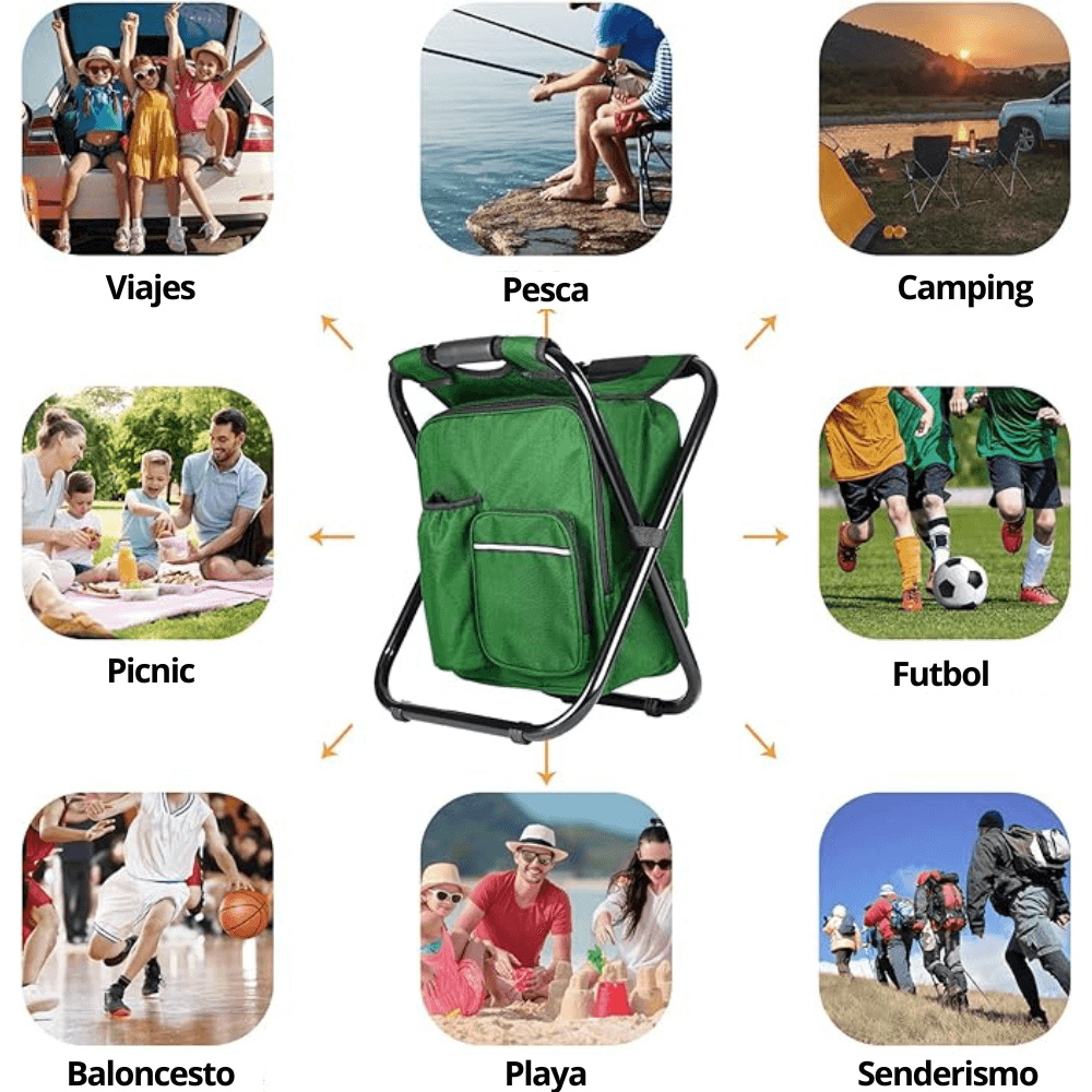 LuxeVoyage Thermische Rucksack 3 in 1 | Eleganter Rucksack mit faltbarem Hocker für Komfort und Vielseitigkeit während deiner Abenteuer
