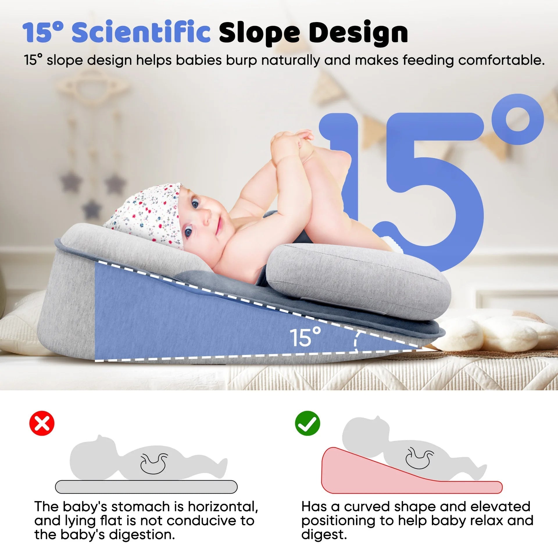 Anti-Reflux Erhöhter Baby-Lounger für Neugeborene und Säuglinge