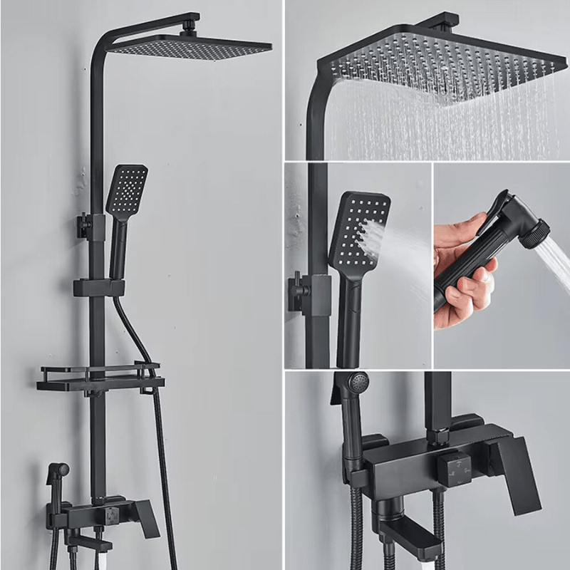 RainFlow Luxe Regendusche Set – verstellbare Messing-Duscharmatur mit 4 Funktionen
