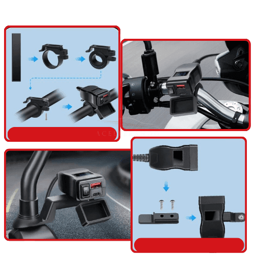 LuxCharge Elite Duo | Luxuriöses duales USB-Ladegerät für Motorräder