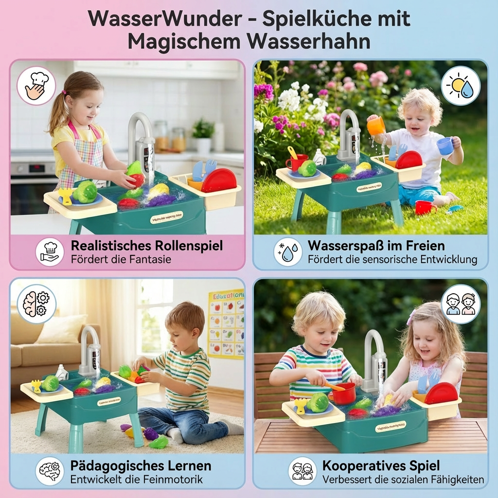 WasserWunder Spielküche mit Magischem Wasserhahn für Kinder