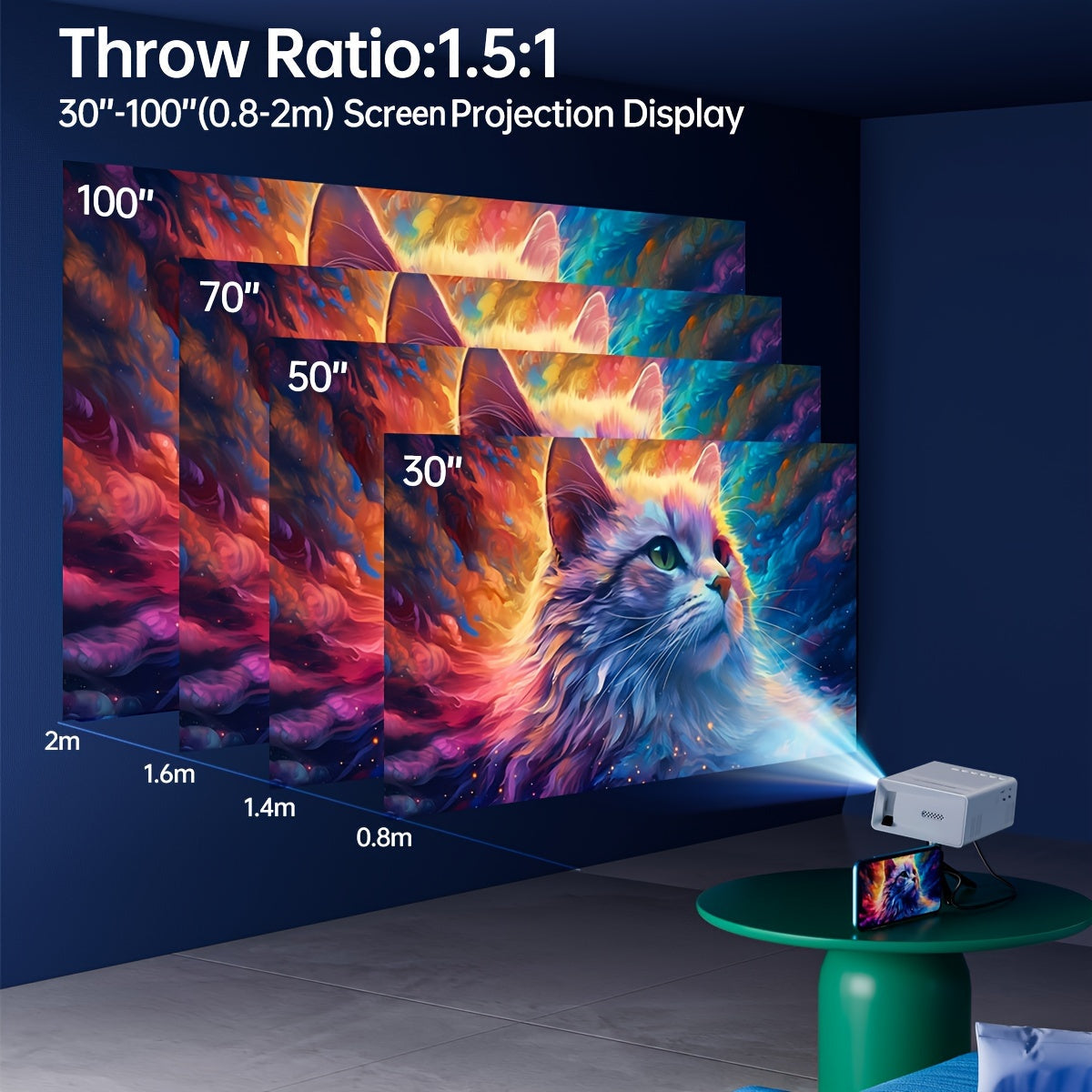 Ultra-Heller Mini-Projektor – Tragbar, HDTV & USB, Ideal für Heimkino & Draußen!