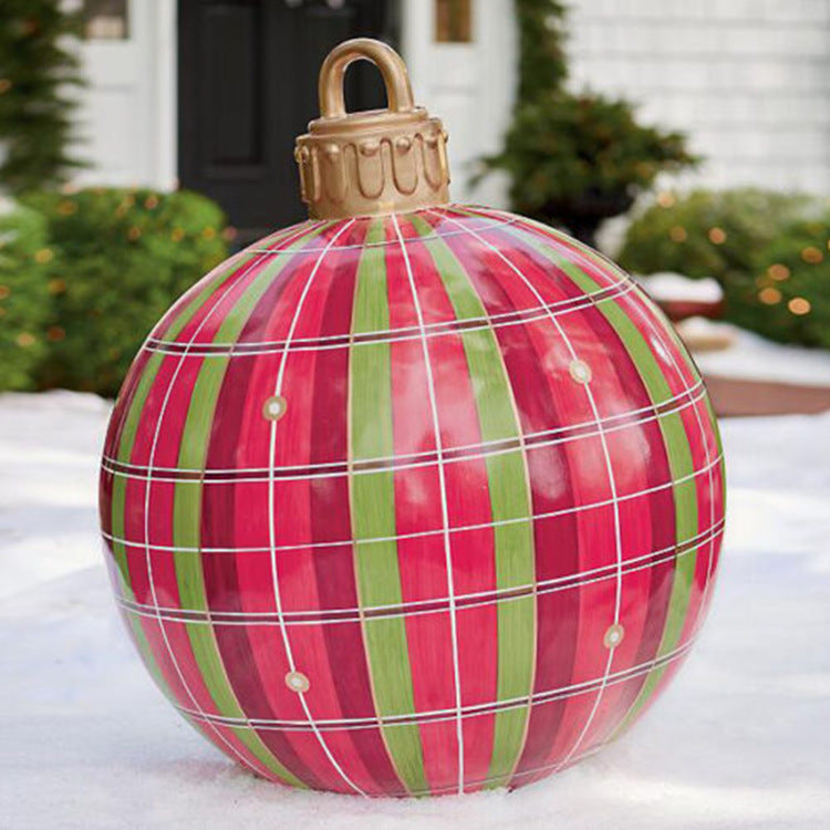 Aufblasbare Weihnachtskugel Außen Deko 60cm – Wetterbeständige PVC Weihnachtsdekoration