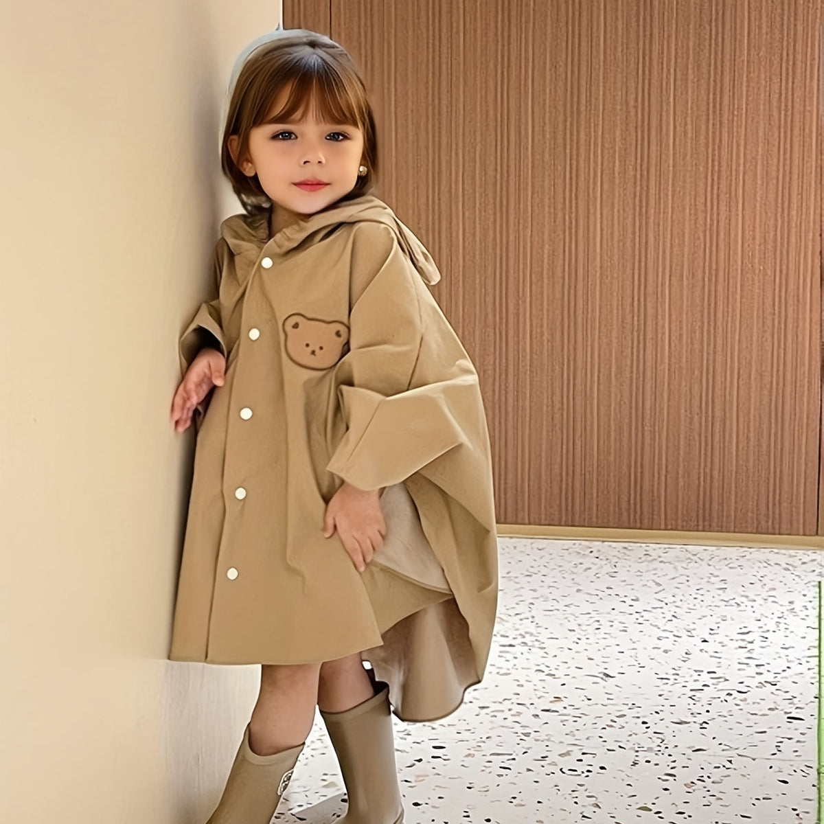 Kinder Regenjacke mit Kapuze – Wasserdichte Jacke mit Bären- oder Hasenmotiv
