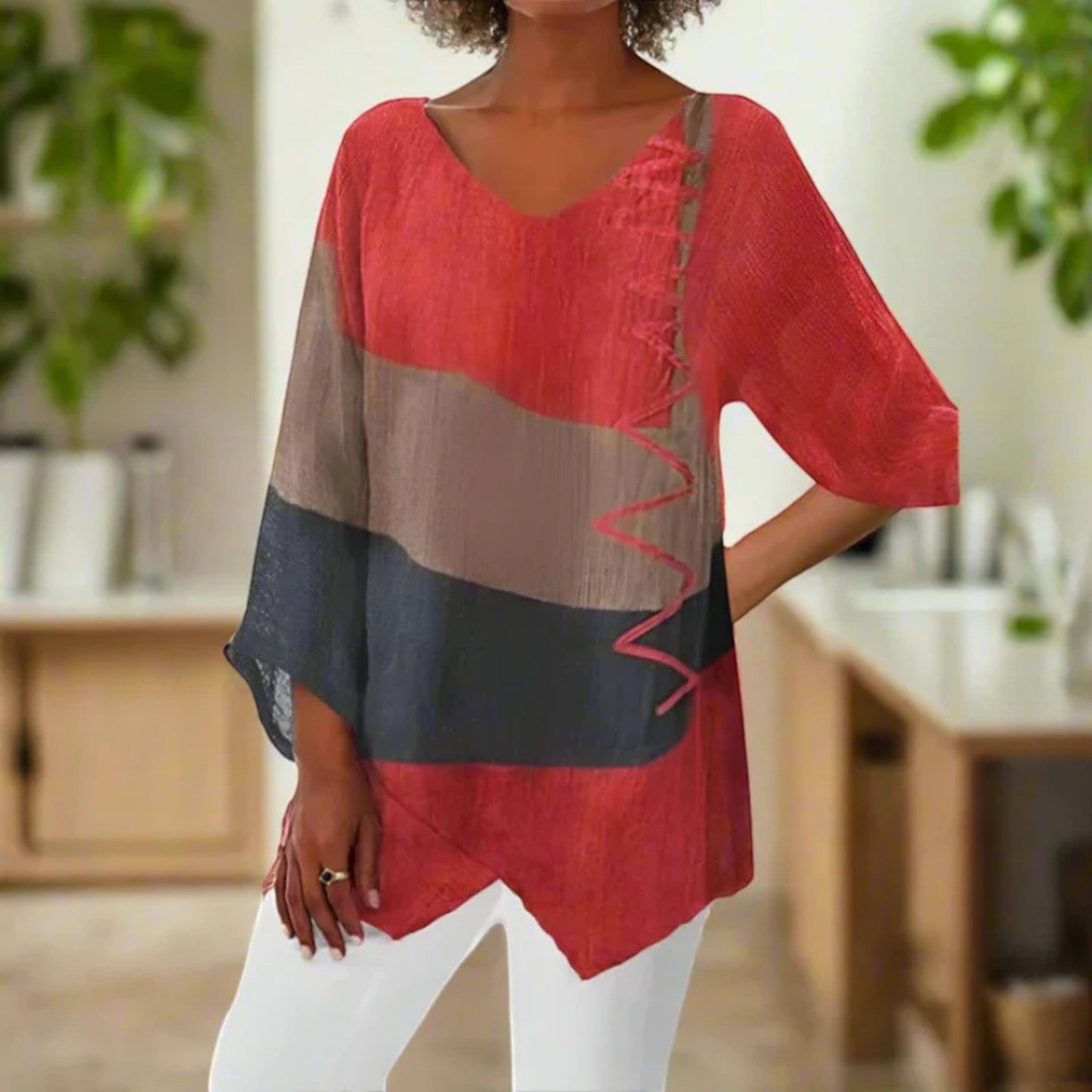 Lässige Bluse mit V-Ausschnitt | Lange Ärmel