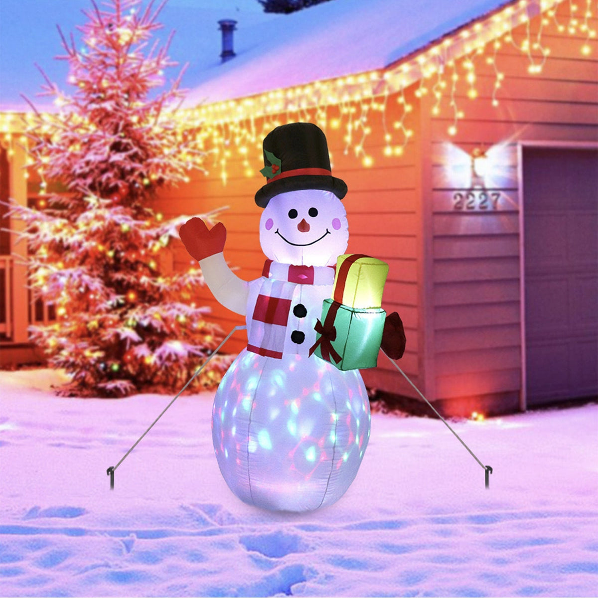 Aufblasbare LED Weihnachtsdekoration – Beleuchteter Schneemann für Außen