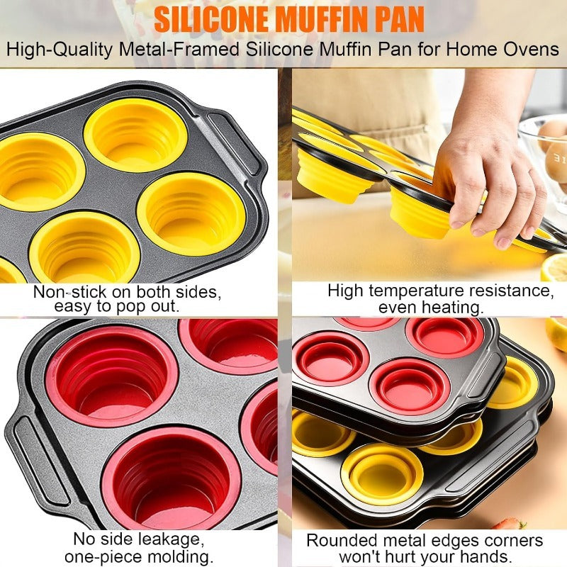 Silikon-Muffinform mit Robuster Metallrahmen – Flexible Backform für Muffins und Cupcakes