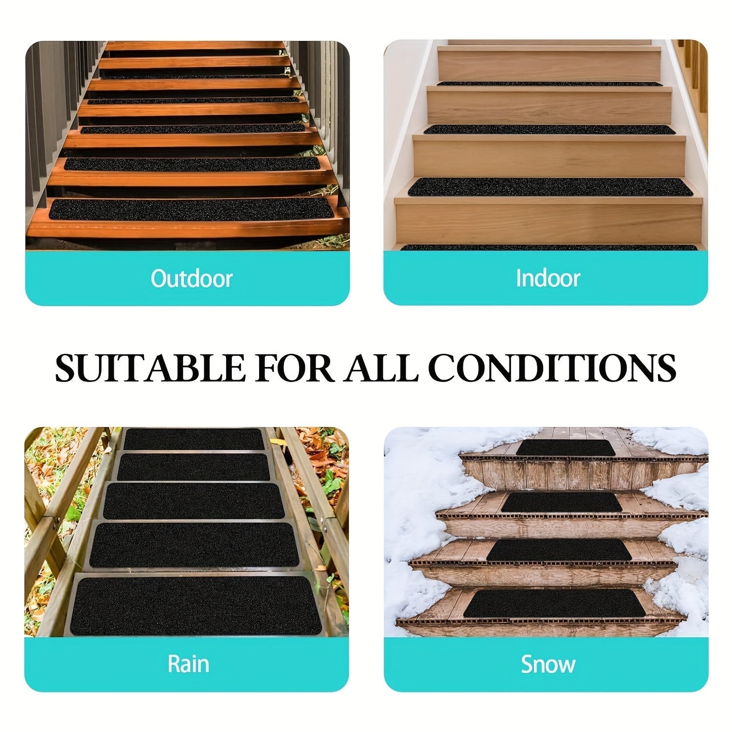 Rutschfeste Treppenstufen 10er-Pack – 6"x24", 80-Korn, Wetterfest
