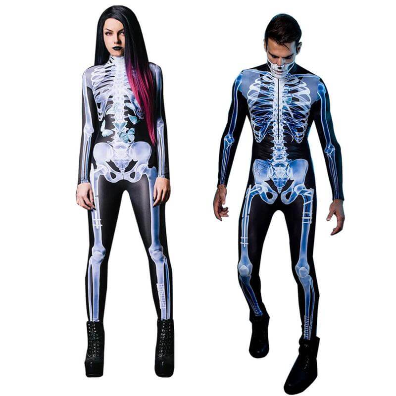 GruselMode 3D Skelett-Outfit | Unvergessliches Halloween-Kostüm für schaurige Auftritte