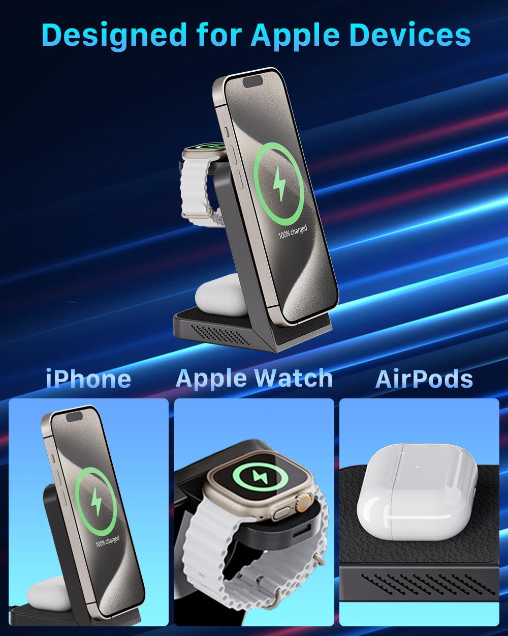 LuxCharge Elite Drahtlose Hub | 3-in-1 Schnellladungslösung für nahtlosen Komfort