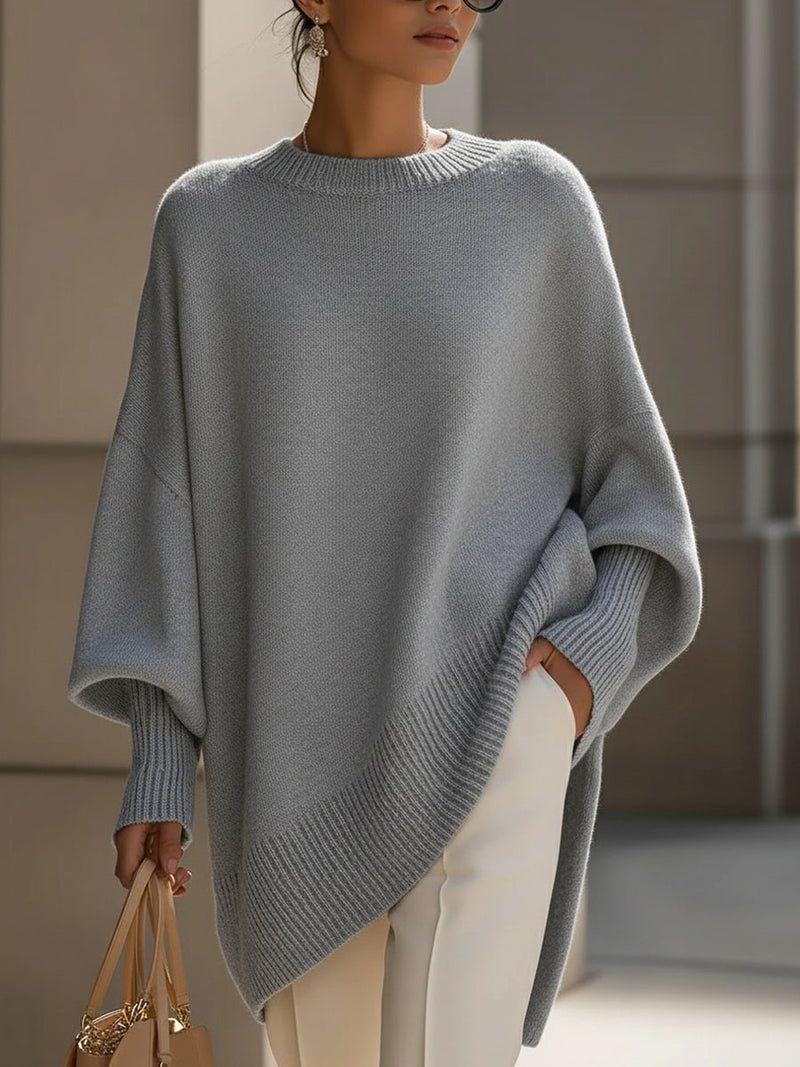 Kimia - Übergroß Gestrickt Rundhalsausschnitt Pullover