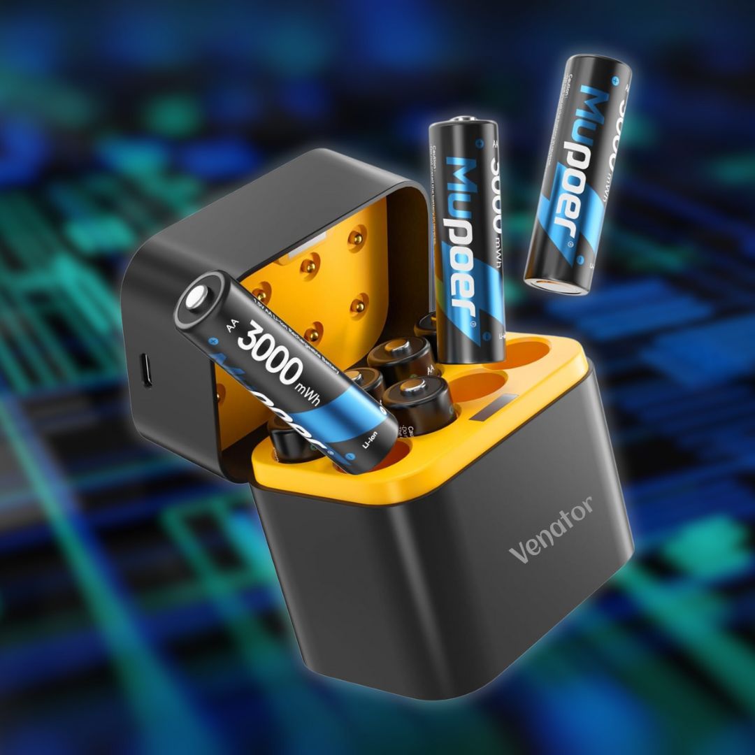 PowerCharge 8-Slot Schneller Batterielader | Sehr effizientes Laden für 1,5V Lithium AA Batterien