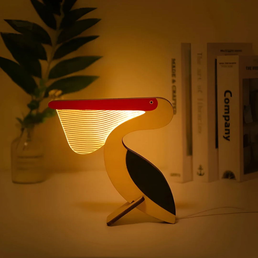 Nordische Holz Tier LED Tischlampe 1-Licht