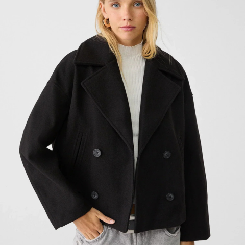 Kurze Damenjacke mit doppelter Knopfleiste | Warm