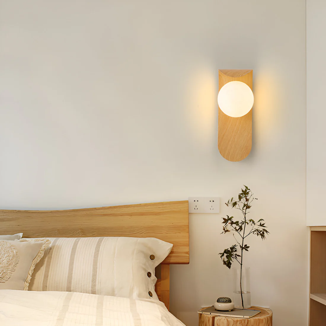 Skandinavische Holz-Globus Wandleuchte LED 1-Licht