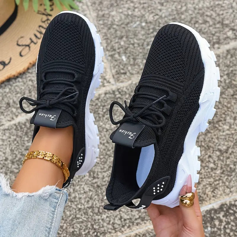 Damen Atmungsaktive Strick-Sneaker - Leichtgewicht, Bequeme Niedrige Laufschuhe für Alle Jahreszeiten