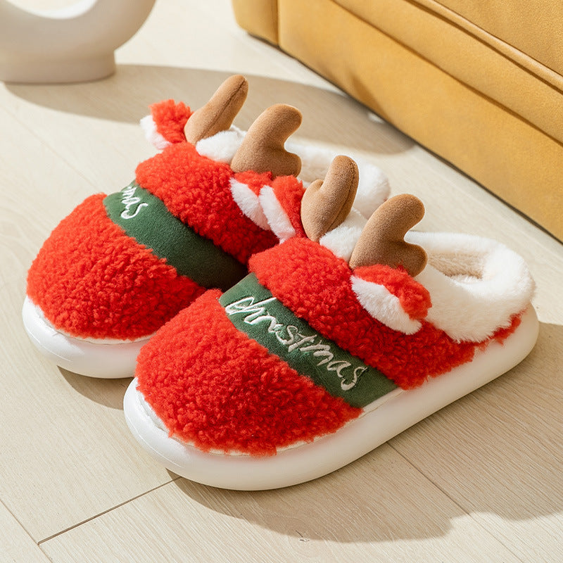 Warme Antler Weihnachtspantoffeln für Damen und Herren