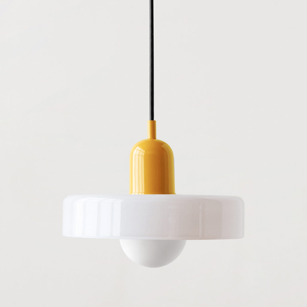 Bauhaus Hängeleuchte aus Buntglas für modernes Interieur