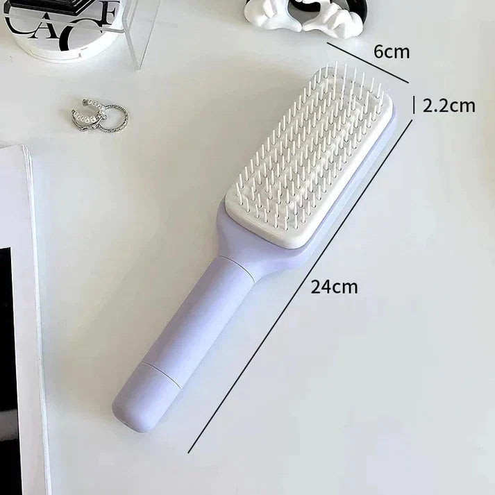 LuxéTress 4-in-1 Selbstreinigende Haarbürste | Innovative Haarbürste mit selbstreinigender Technologie für mühelos glattes und glänzendes Haar