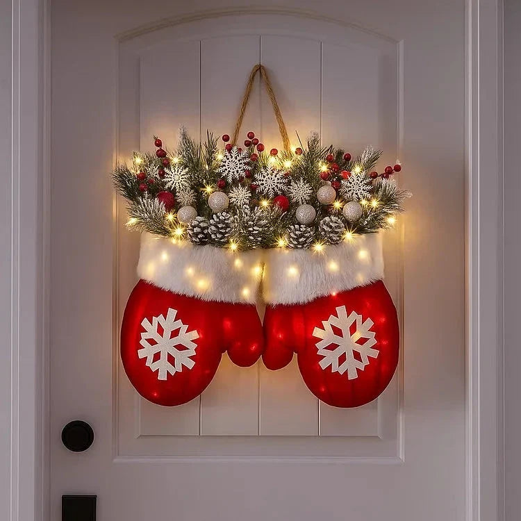 Weihnachtskranz in Handschuhform – 120 LEDs mit Timerfunktion